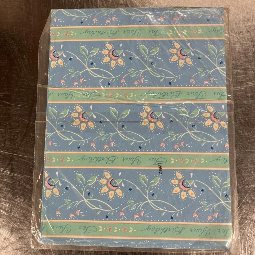 Vintage Carlton All Occasion Floral Flat Gift Wrap 4 Sheets